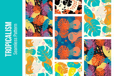 Tropicalism - 5 Seamless Pattern abstract beach colorful design flower holiday illustration nature patterns seamless pattern summer tropical vector