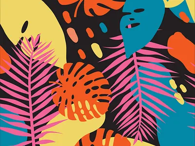 Black Tropicalism - Seamless Pattern colorful design holiday illustration organic patterns seamless pattern summer tropical