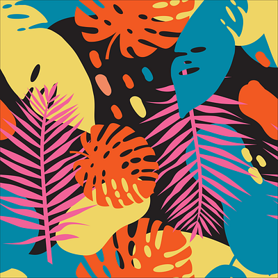 Black Tropicalism - Seamless Pattern colorful design holiday illustration organic patterns seamless pattern summer tropical