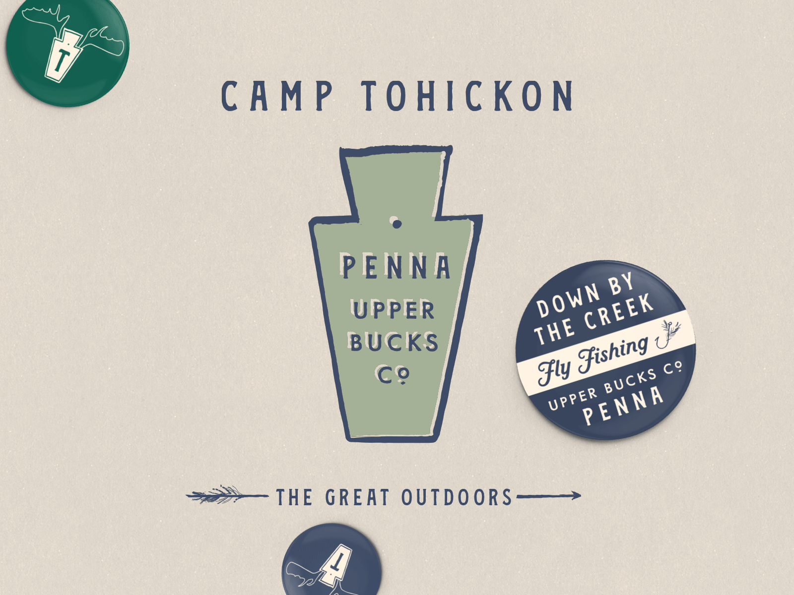 Camp Tohickon antlers branding camping fly fishing keystone pennant pennsylvania type typography
