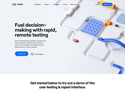 Maze Rebranding : Website Homepage 3d animation branding c4d color homepage homepage ui illustration layout loop octane redesign ui uidesign ux website