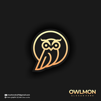 owlmon logo branding design flat icon illustration logo logo design logotype minimal vector