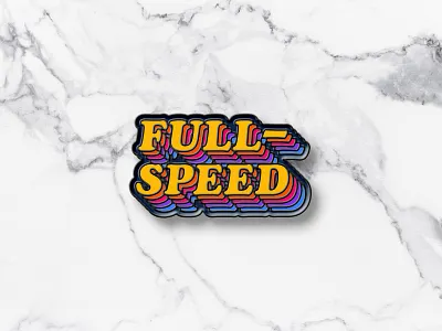 Full Speed Pin 70s 80s badge cooper black derek mohr enamel pin fun gradient grand rapids graphic design italic logo logo design multicolor neon colors pin racing rainbow retro typography