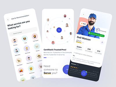 On Demand Sevice Mobile App ( Behance ) behance case study course freelance handyman hire job on demand onboarding profile remote service service app tutor