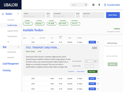 ubalori add tenders ui