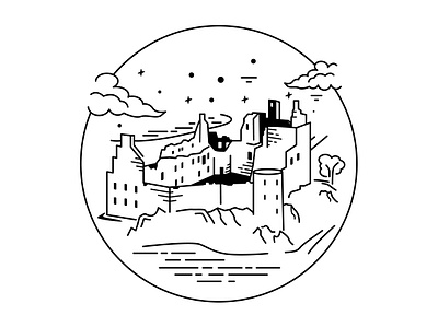Castle line art castle flat illustration line art simple vector