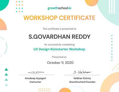 S GOVARDHAN REDDY certificate uxui workshop