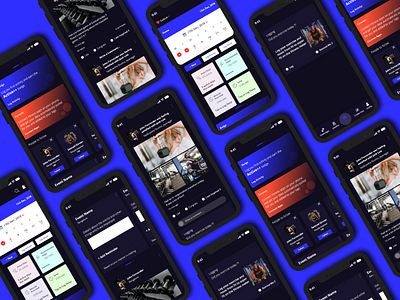 Fitness & Workout App adobe xd adobexd black blue colors dailyui design fitness fitness app fitness center fitness club fitnessapp fitnessdesign fitnessscreens mobile red