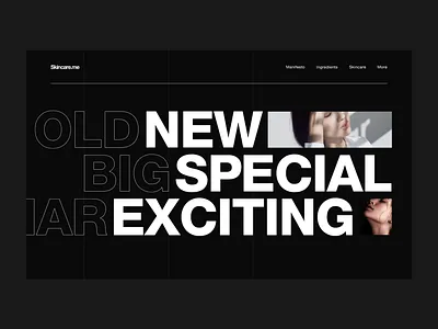 Skincare landing black care clean cosmetic dark dermatology design motion skin skincare ui user interface