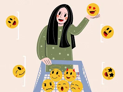 Emoji 🥰 app app design branding character character design clean design emoji face flat flat design fresh design graphic design illustration loose minimal original relax smile ui design