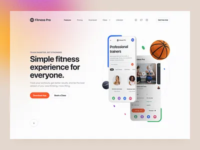 Fitness Pro: Website UI Kit 3d illustration clean dark theme fitness hero header illustration landing page minimal navigation sport typography ui ui design ui kit user interface user interface kit ux ux design workout