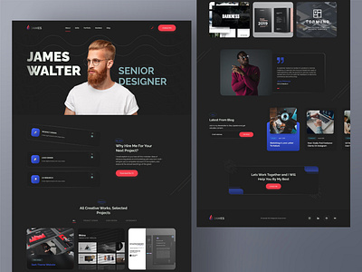 Personal Portfolio Website clean cv dark dark theme dark ui designer resume freelance freelancer homepage landing page minimal personal personal branding personal portfolio portfolio resume ui design ui trend web design website