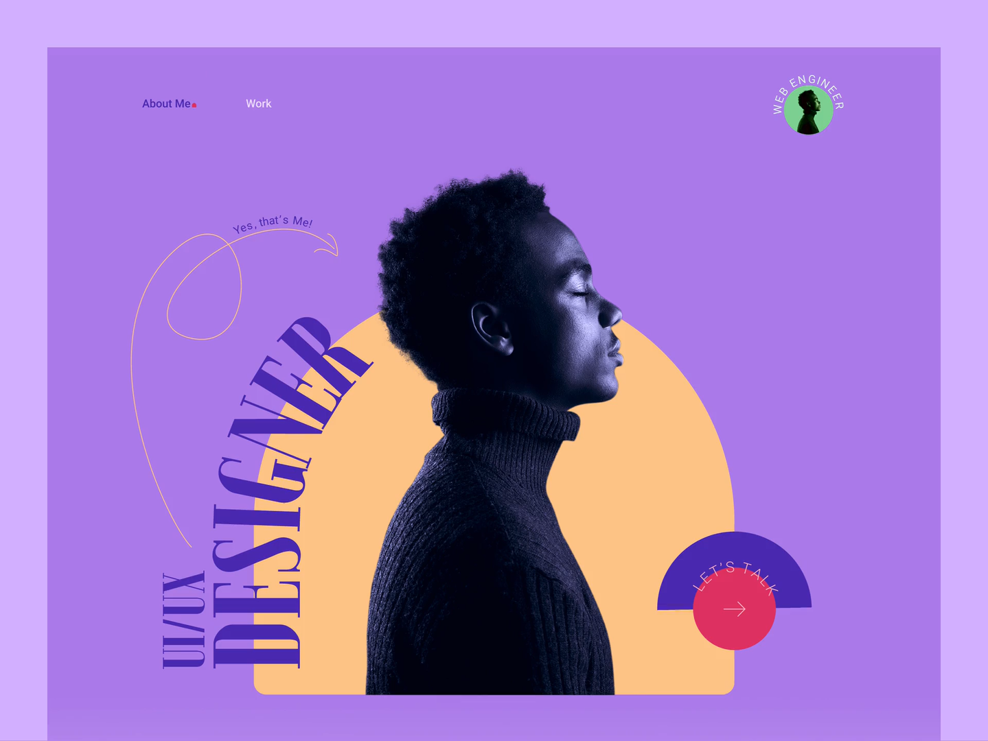 Example of Personal Portfolio Website Hero Section Interaction