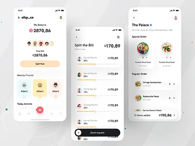 Bill Split App I Ofspace app design application bill split billing colorful design dribbble dribbble 2021 finance app fintech app fintech branding ios mobile app money management ofspace trendy design user interface