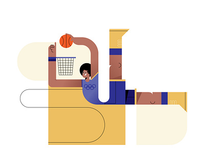 BBall 2021 basketball dunk illustration olympics sport tokyo vector