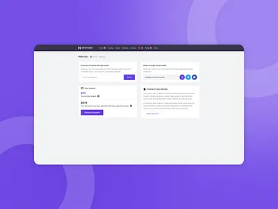 Referral progam design design system product product page referral ui ux web