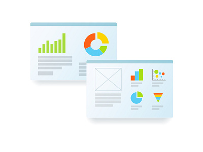 A set of slides with vector charts. line chart ui vector