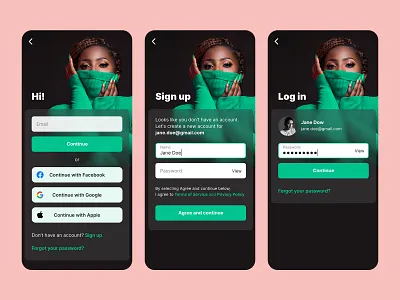 Mobile app login screen and sign up flow app credential error form log in login login design login form login page login screen mobile password signin signup signup form signup page signup screen signupform ui ux