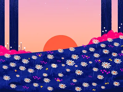 Wildflowers at Sunset art of vibrancy evening flowers forest illustration italy moon nature neon orange plants spring spring break spring festival sunrise sunset travel vibrant wildflowers