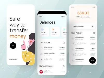 Safe way to transfer money clean app design finance finance app financial financial app fintech fintech app fintech branding fintech branding studio fintech logo minimal app money transfer money transfer app ofspace ofspace academy ofspace agency paypal paytm stripe transferwise