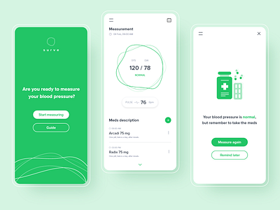 Surve - a blood pressure measuring app app app design application blood pressure design health health app healthcare healthcare app interface mobile mobile ui simple simple clean interface simple design ui uidesign uiux ux uxdesign