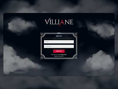 Villiane - Sing In Browser Game UI adobe xd app clean ui dailyui dark ui desktop fantasy game illustration login minimal mmo register rpg sign sign in sign up ui ux web design