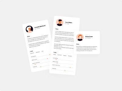 Personality Cards — Persona Profiles design experience flat interface minimal persona personality profile ui user ux