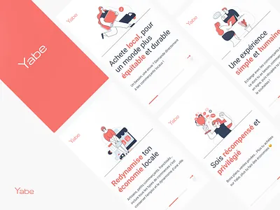 Yabe.co app app design application illustrations luxembourg minimal onboarding splashpage