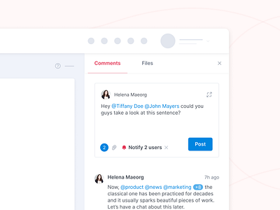 Comment on articles ✨ Tagging users comment comment box commenting comments concept desktop drawer ui