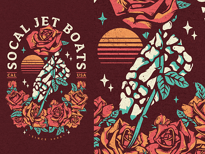 SoCal Jet Boats - Roses apparel boats design merch roses skull vector