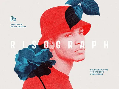 Risograph Double Exposure Effect double download effect exposure grain halftone noise photocopy photoshop pixelbuddha print printing psd retro risograph texture vintage