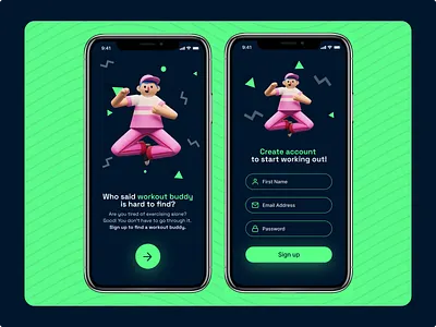 #DailyUI - Day 1 - Sign up screen daily daily 100 challenge dailyui dailyuichallenge mobile mobile app mobile app design mobile app development mobile application mobile apps mobile design mobile ui ui ui designer ui ux uidesign uiux workout workout app workout buddy