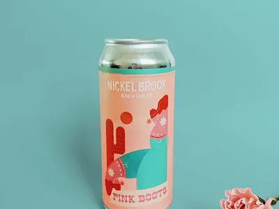 Pink Boots Can beer can beer label boots cactus cowboy cowboy boots cowgirl craft beer illustration international womens day label package design peach pink