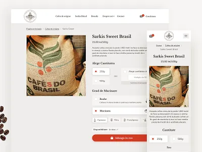 SarkisCafe.ro branding clean coffee coffee bean coffee shop coffee website coffeeshop cream design ecommerce flat landing page logo mobile typography ui ux vector web design website