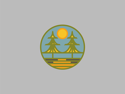 Tree icon badge branding design illustration monoline pinetree simple logo sun tree