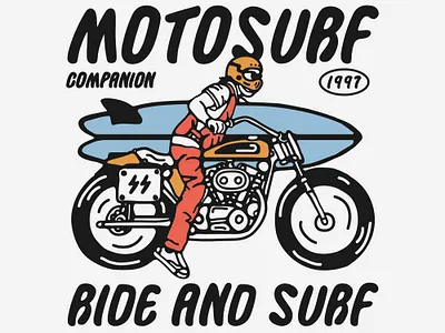 Motorcycle and surf availabledesign badgedesign designforsale logoforsale motorbike motorcycle motorcycles surf surfing tshirtdesign vintage badge vintage design vintage illustration