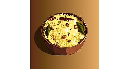 India's Pulihora Food Illustration adobe digital digital art digital illustration dishes food food illustration graphic design illustration illustration art illustration design illustrator india real realistic realistic drawing rice south indian tamilnadu tasteofkerala
