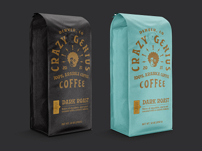 Crazy Genius Packaging blue branding coffee coffee bag coffee packaging illustration packaging packaging design vintage