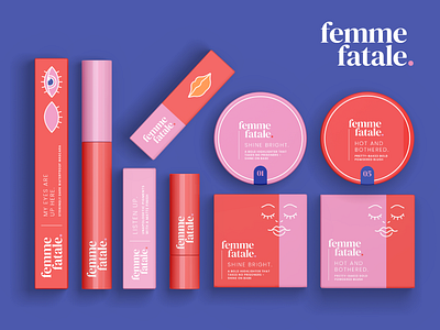 Femme Fatale Makeup Range Flat Lay body positive brand identity branding branding and identity branding design design graphic design illustration illustrator makeup makeup packaging packaging packaging design packagingdesign vector