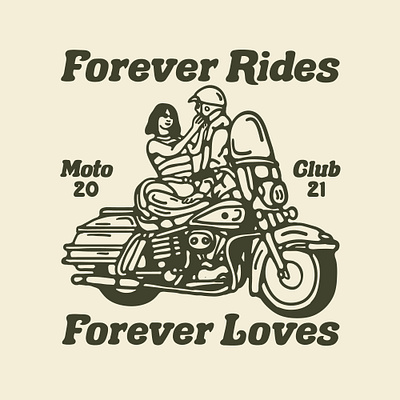 Forever Rides availabledesign badgedesign designforsale garage illustration motorbike motorcycle motorcycle illustration tshirtdesign vintage badge vintage design vintage illustration vintage motorcycle