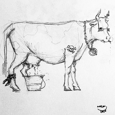 Cow illustration pencil art sketch