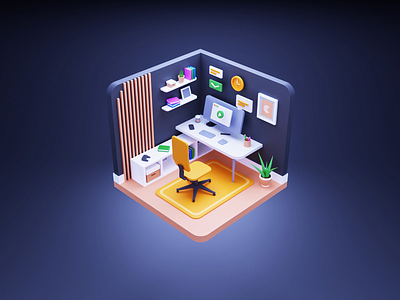 3D Room 3d 3d modeling blender composition perspective room trendy workspace