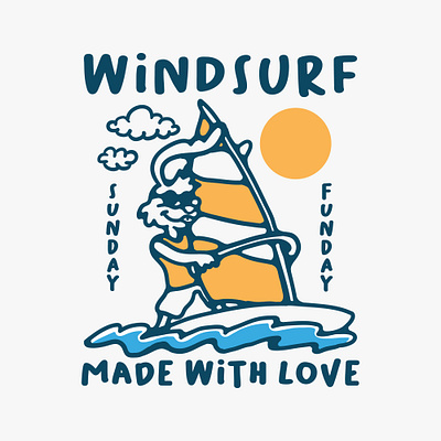 Windsurf beach illustration nautical summer surf surfing tropical tropical vibes tshirtdesign vintage badge vintage design vintage illustration vintage logo windsurf