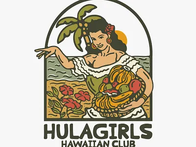 hula girl hawaii availabledesign badgedesign beach hawaii hawaiian hawaiian shirt hula logoforsale summer tropical tshirtdesign vintage badge vintage design vintage illustration