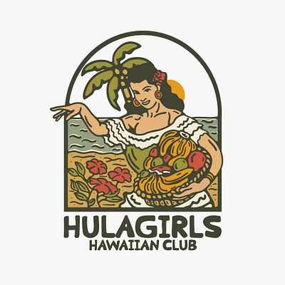 hula girl hawaii availabledesign badgedesign beach hawaii hawaiian hawaiian shirt hula logoforsale summer tropical tshirtdesign vintage badge vintage design vintage illustration
