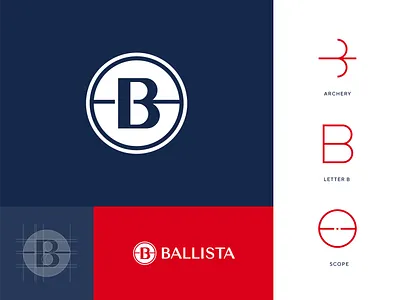 Archery logo concept archery ballista ballistic bow letter b logo concept logo design logo mark logotype scope sight unfold weapon