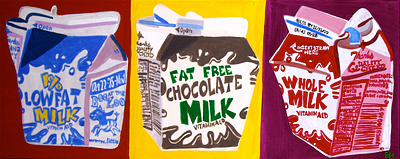 3 MILKS beverage carton cow dairy illustraion lunch milk school triad