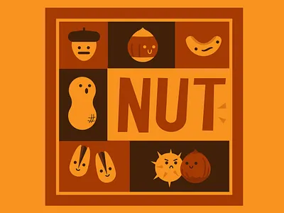 BIG NUT art austinart brown childrens illustration color digitalart friendly illustration illustrator nuts typogaphy yellow