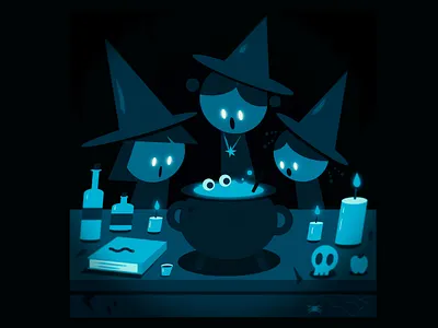 Witches art austinart blue childrens illustration color digitalart digitalpainting flame halloween illustration spooky witch