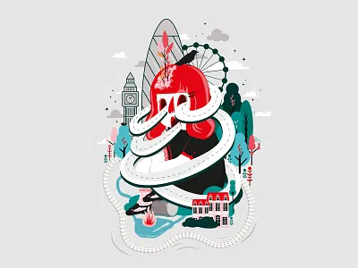 Everywhere I Go adobe illustrator big ben digital illustration illustration illustration art illustrator london london eye vector vector illustration